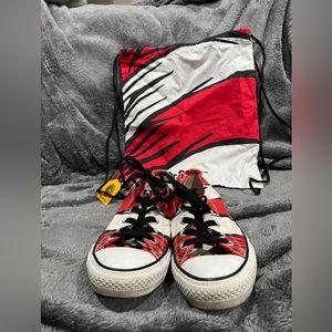 Lightly worn, Dr. Seuss Cat in the Hat shoes with matching small knapsack.